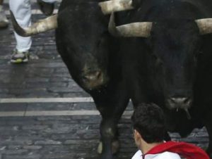 Bull running San Fermín